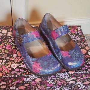 Blue and pink Algeria mary janes